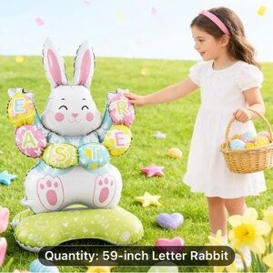 Standing Giant Easter Foil Balloon Rabbit 59 Inches